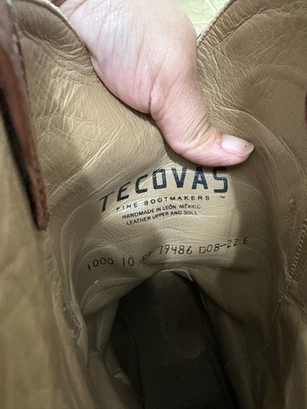 Tecovas Cartwright Boots Hazelnut Cow Hide Leather Size 10EE PRE-OWNED See Pics - Picture 8 of 14